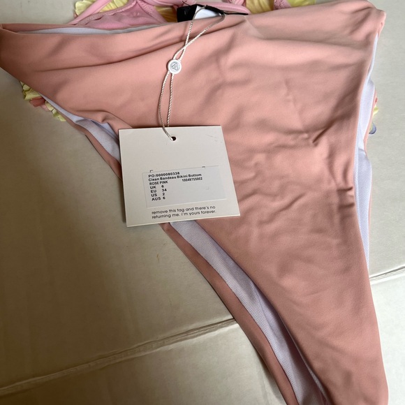 Misguided - NWT - Clean Bandeau Bikini Bottom - Rose Pink - Size 2 - Picture 3 of 4